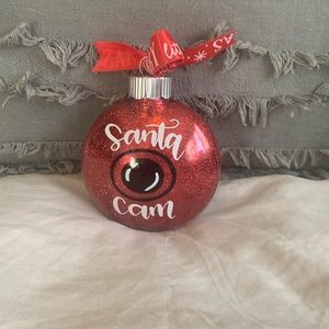 Handmade Santa Cam Glitter Christmas Ornament 3 inches